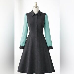 Marie Saint Pierre Designer Dress size S Fit and Flair Long Sleeve Colorblock